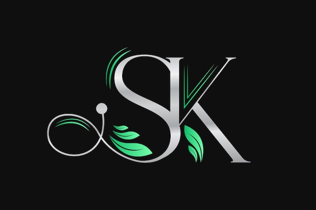 Vector letters sk luxury name initials monogram logo design template