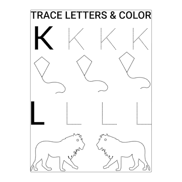 Letters tracing and color pages for kids premium vector