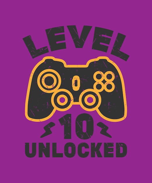 level 10 unlocked Gaming retro t shirt design.