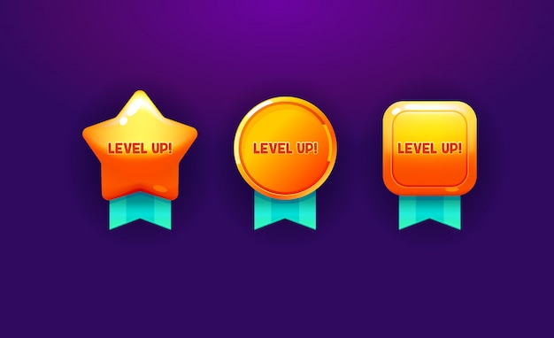 Level up element set. Collection icon design for game, ui, banner, design for app, interface.