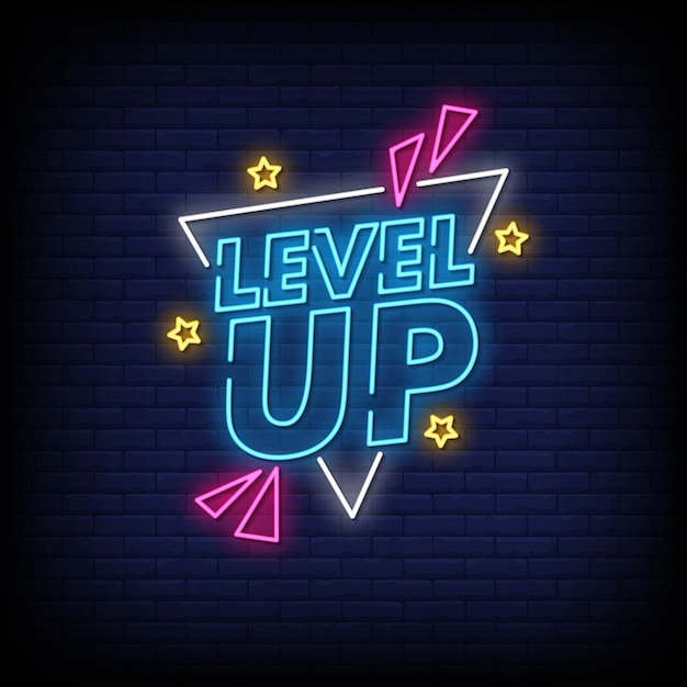 Level Up Neon Sign Style Text Vector