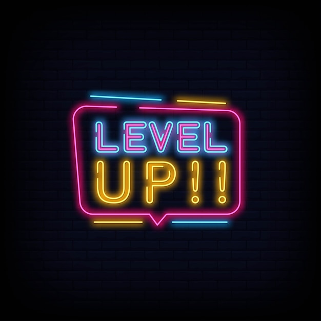 level up neon sign tect vector