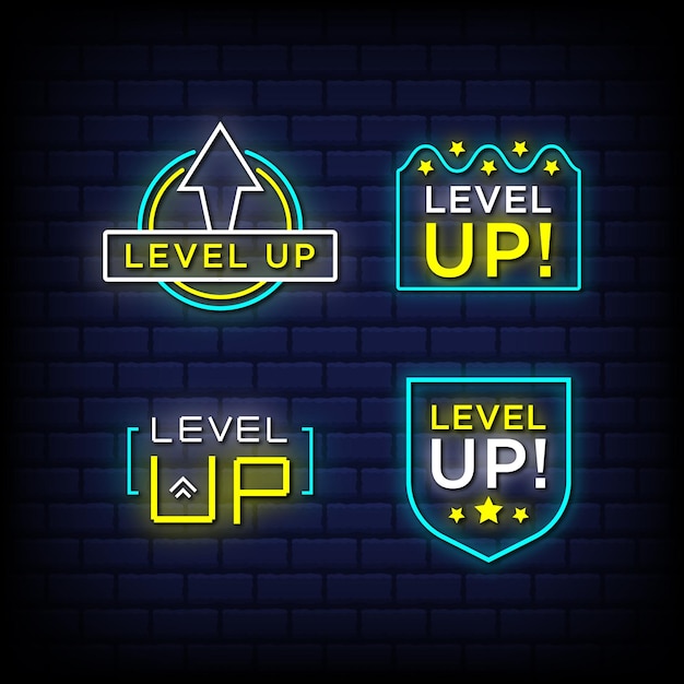 Level up neon signs style text