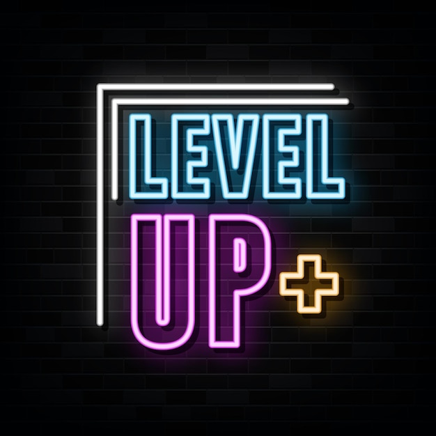 level up neon text neon sign neon symbol