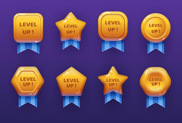 Level up ui game icons casino bonus vector stars