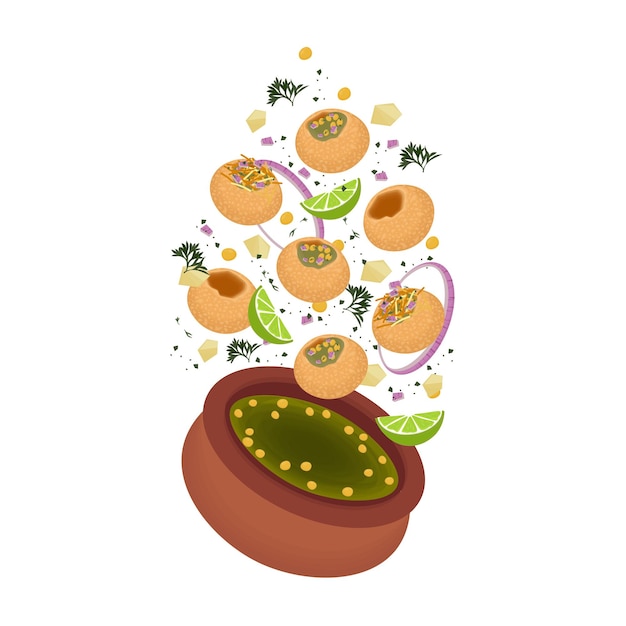 Levitation Pani Puri Or Golgappa Illustration Logo