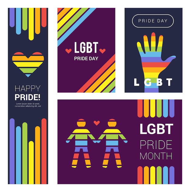 Vector lgbt banners. pride rainbow colored backgrounds for supportive lgbt celebrating  collection.