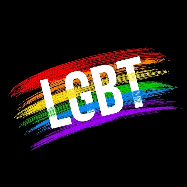 LGBT community flag on black background Symbol of lesbian gay pride bisexual transgender social movements Grunge brush strokes texture the colors of the rainbow Vector illustration