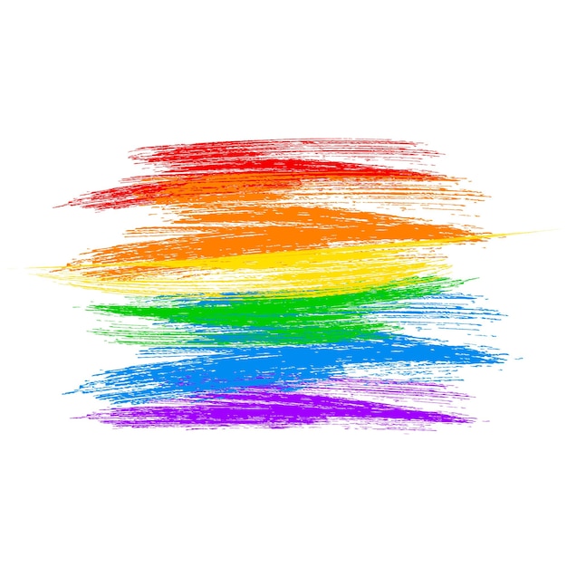 LGBT community flag Brush strokes the colors of the rainbow isolated on white Symbol of lesbian gay pride bisexual transgender social movements Easy to edit vector element of design