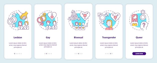 LGBT community includes onboarding mobile app screen