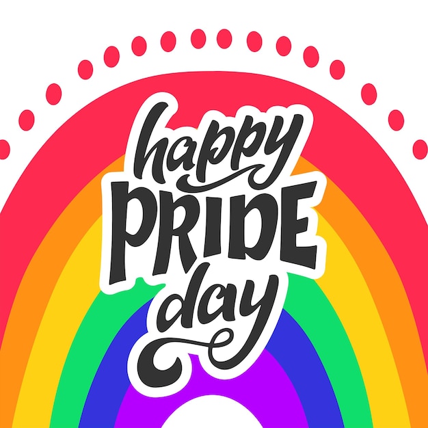 LGBT lettering slogan Pride concept in hand drawn style Happy pride day Vector illustration isolated