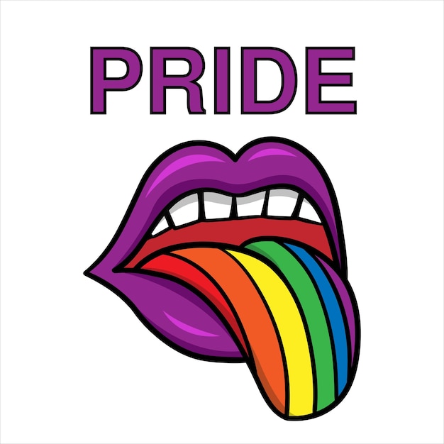 LGBT lips with rainbow color tongue