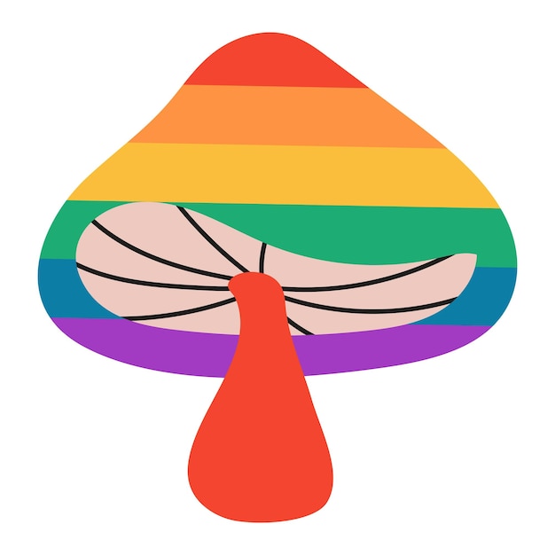 LGBT mushroom isolated on white background Rainbow Symbol of the LGBT pride community