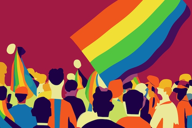 Lgbt people tolerance parade flags support lgbtq community