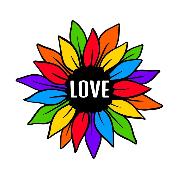 Vector lgbt pride. gay parade. rainbow sunflower flag. lgbtq vector symbol isolated on a white background.