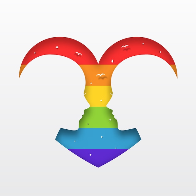 LGBT pride love concept paper art style illustration