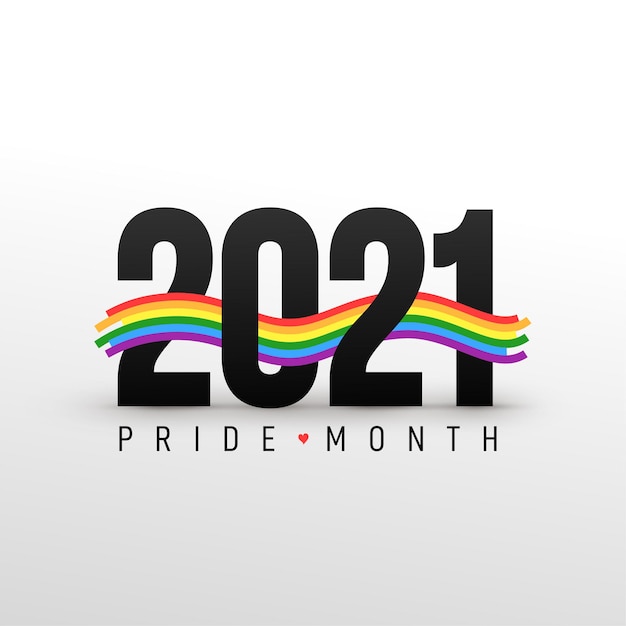 LGBT Pride Month 2021 concept. Freedom vector rainbow flag with heart. Gay parade annual summer event. Pride symbol with heart, LGBT, sexual minorities, gays and lesbians. Template designer sign, icon