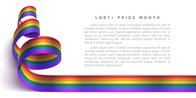 LGBT pride month horizontal template with rainbow ribbon