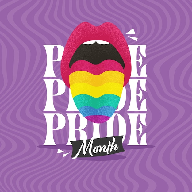 LGBT Pride Month Template for LGBTQ Events with Tongue in LGBT Flag Colors