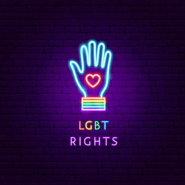 LGBT Rights Hand Neon Label