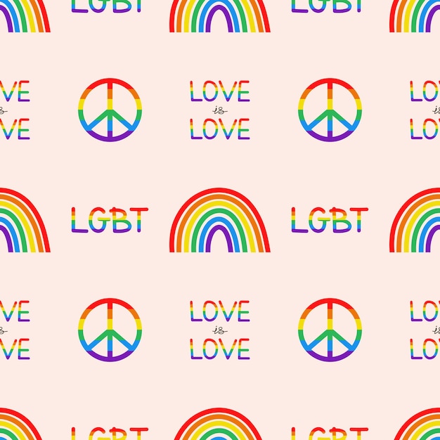 LGBT seamless pattern Vector LGBT pattern with pride elements Colorful