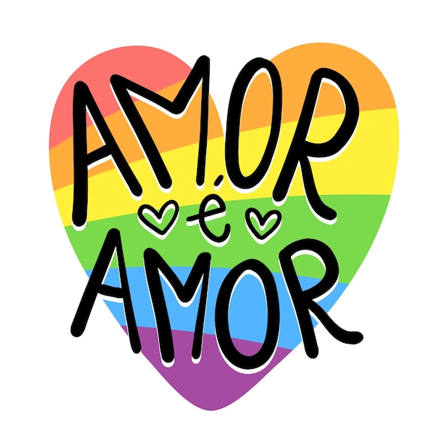 LGBT slogan in Brazilian Portuguese on pride heart Cute simple design