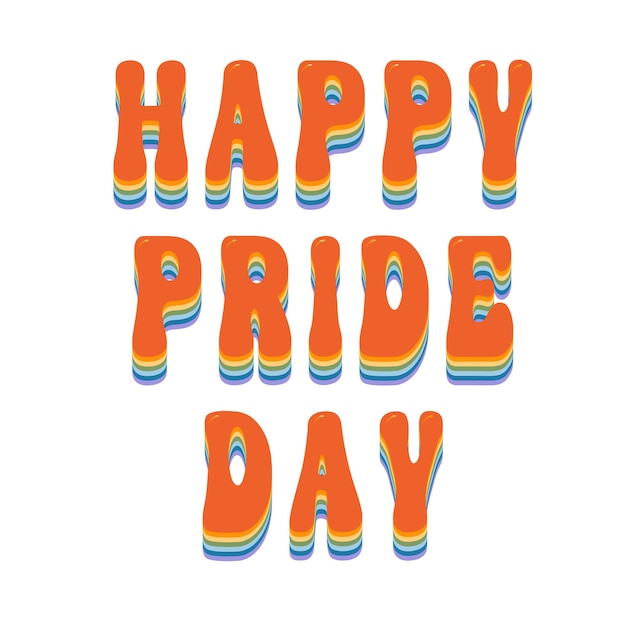 LGBTQ community symbols retro pride month vibes lettering happy pride day