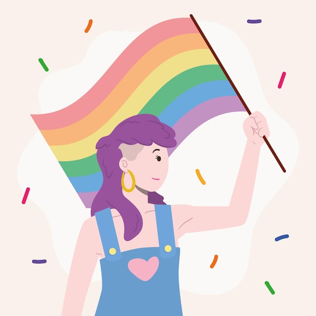 lgbtq person design with flag