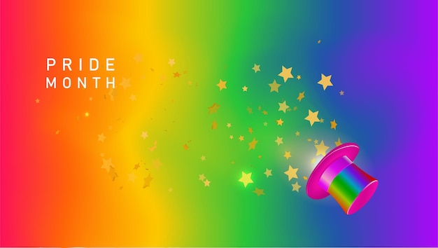 LGBTQ pride month Pride text label on blurred rainbow background Human rights or diversity concept LGBT event banner design template