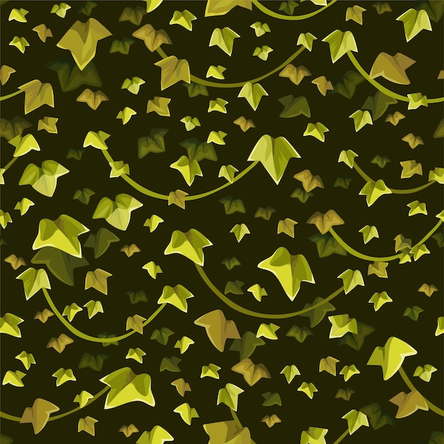 Liana branches and tropical leaves Ivy seamless pattern Game cartoon element of creeper jungle