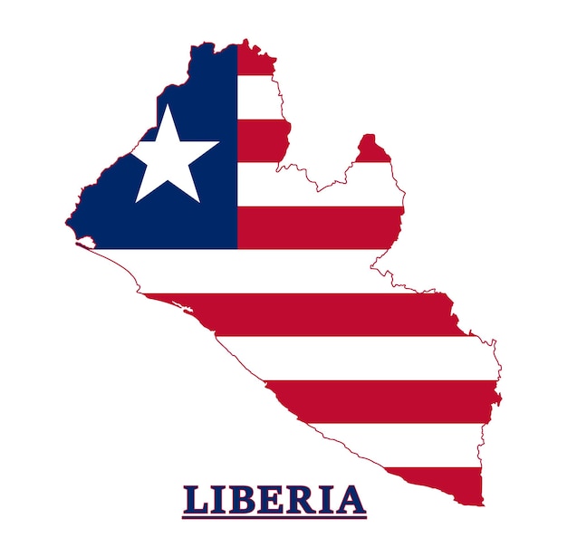 Liberia National Flag Map Design, Illustration Of Liberia Country Flag Inside The Map