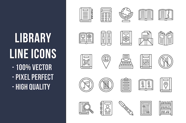 Library Line Icons