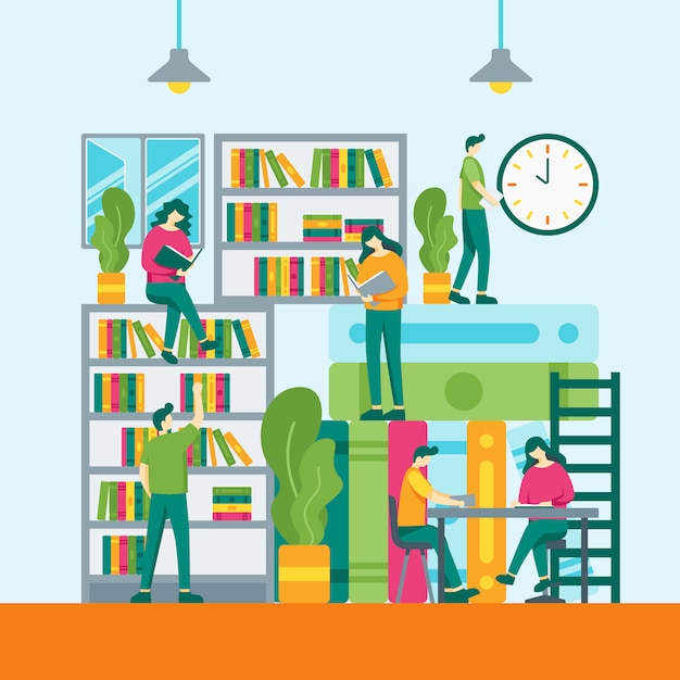 library vector flat style illustration.