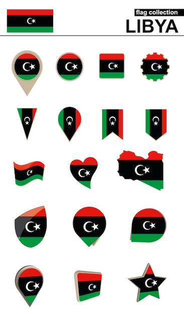 Libya Flag Collection Big set for design