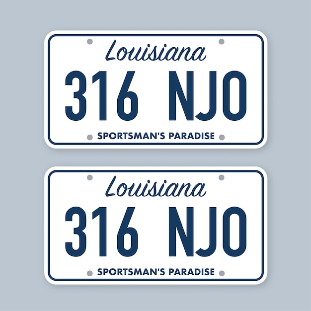 License plate of louisiana Car number plate Vector stock illustration