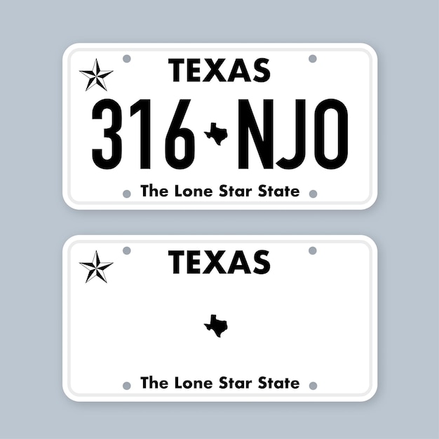 License plate of Texas Car number plate Vector stock illustration