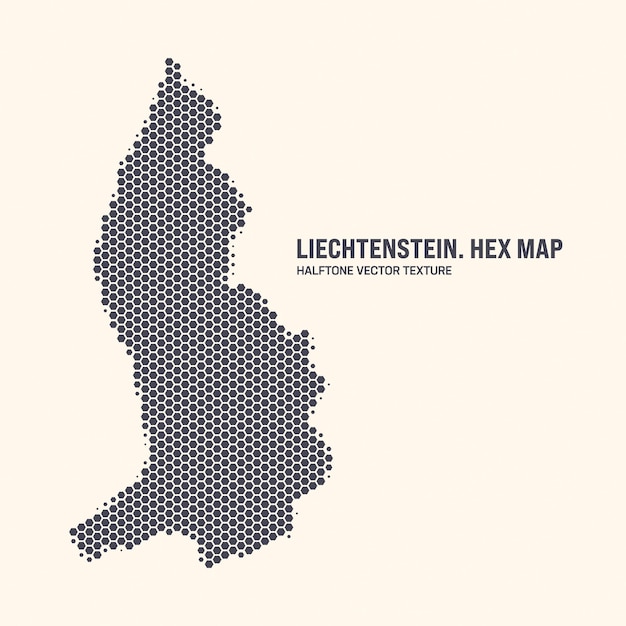 Liechtenstein Map Vector Hexagonal Half Tone Pattern Isolated On Light Back