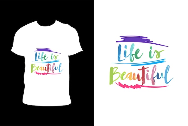 Life is beautiful typography simple text slogan t shirt design Vector