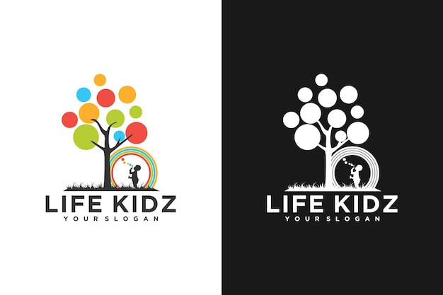 Life kids logo template background logo