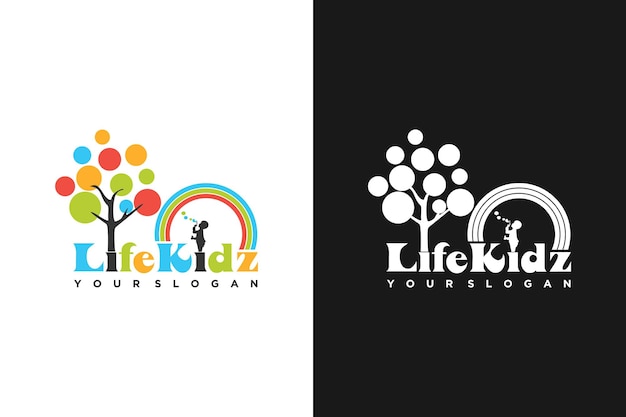 Life kids logo template background logo