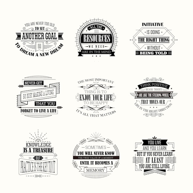 Vector life quotes set isolated on white background