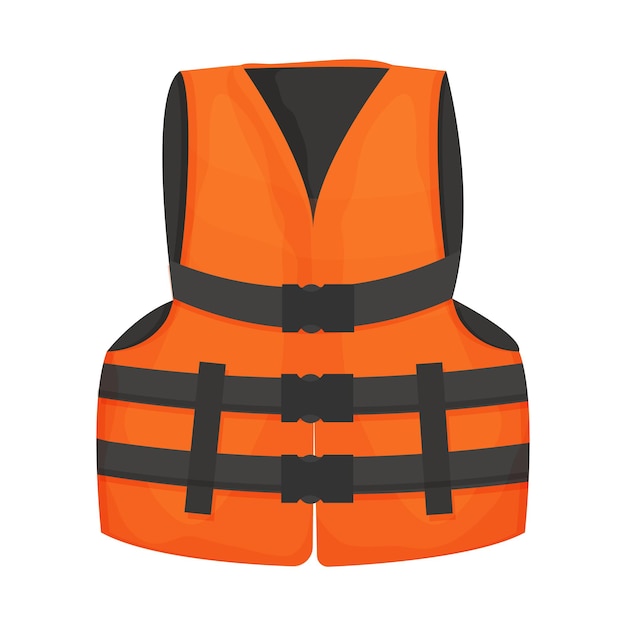 Life rescue jacket vest with belts in cartoon style Clothes for safety uniform for lifeguard