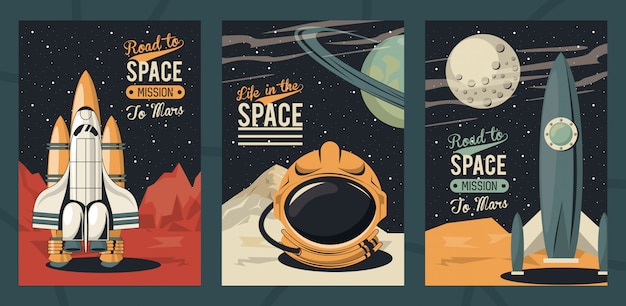 Life in the space poster with set scenes