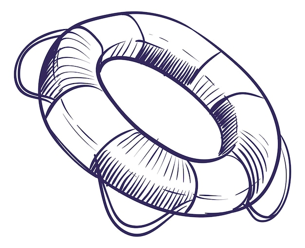 Lifebuoy icon Safety ring in hand drawn style