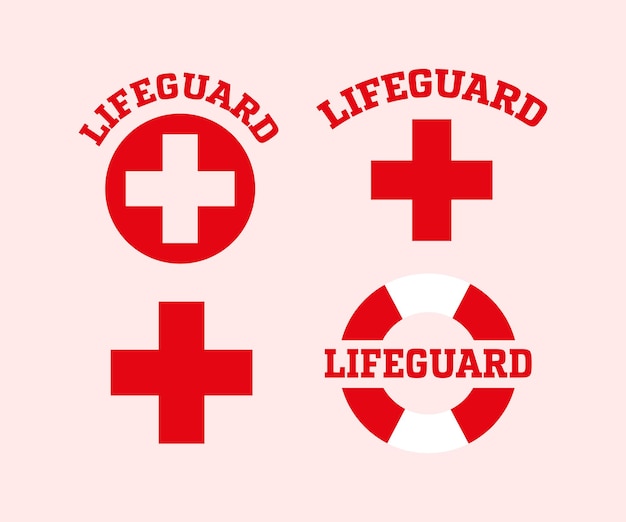 lifeguard logo set vector