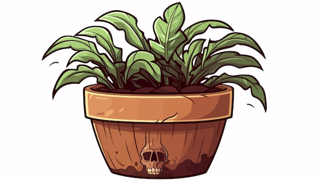 Vector lifeless plant in pot on clean background minimalistic illustration