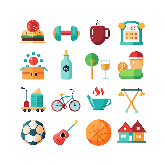 Lifestyle and Leisure Icon Set Collection Vector Illustration