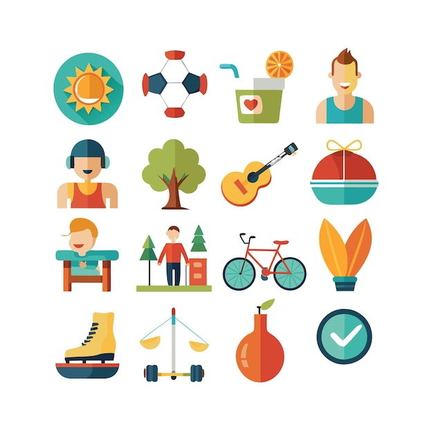 Vector lifestyle and leisure icon set collection vector illustration