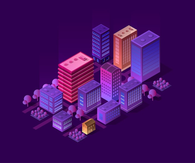 Lifestyle scene urban Isometric 3D illustration of a city