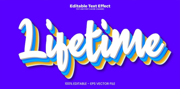 Lifetime editable text effect in modern trend style